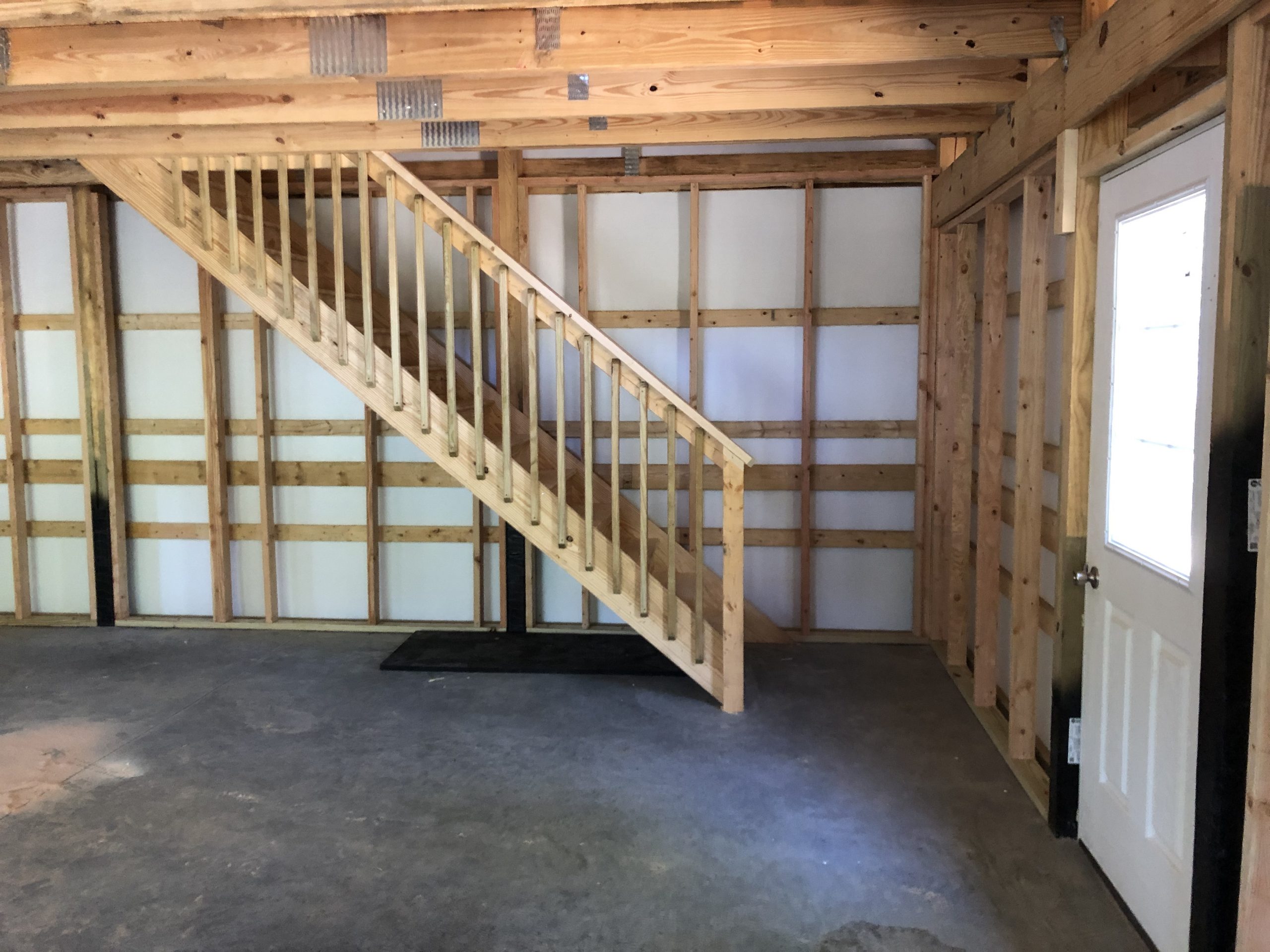 wooden staircase in commercial building