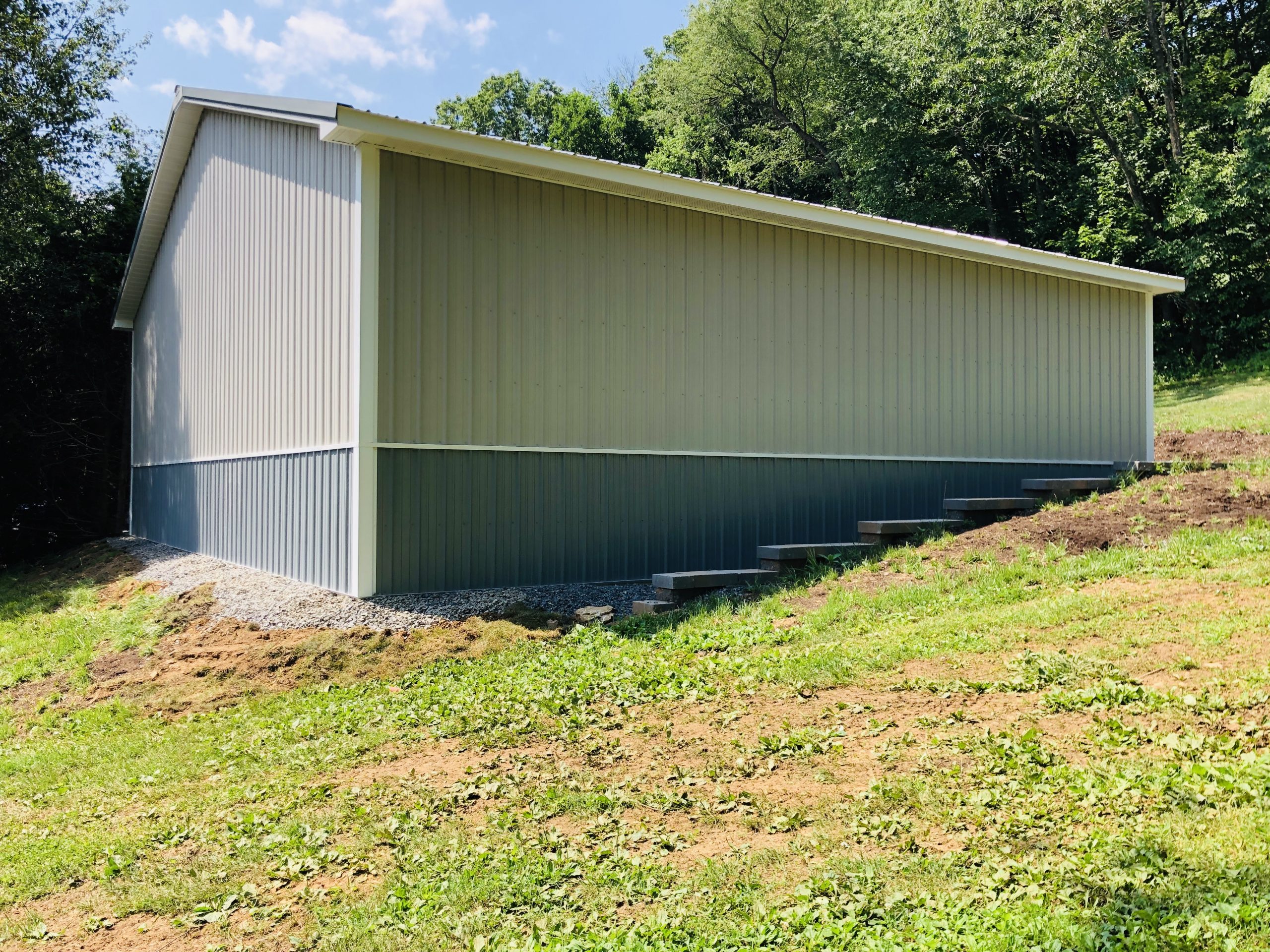 two toned metal siding on pole building