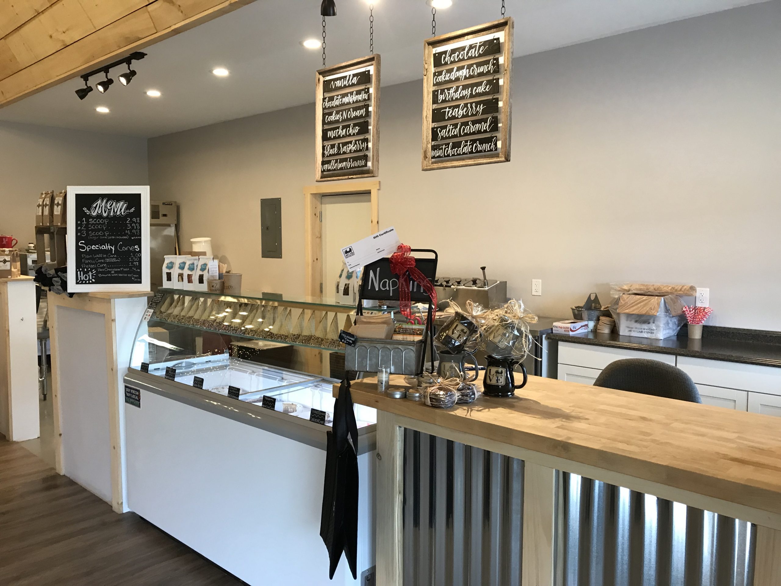 ice cream counter in commercial building