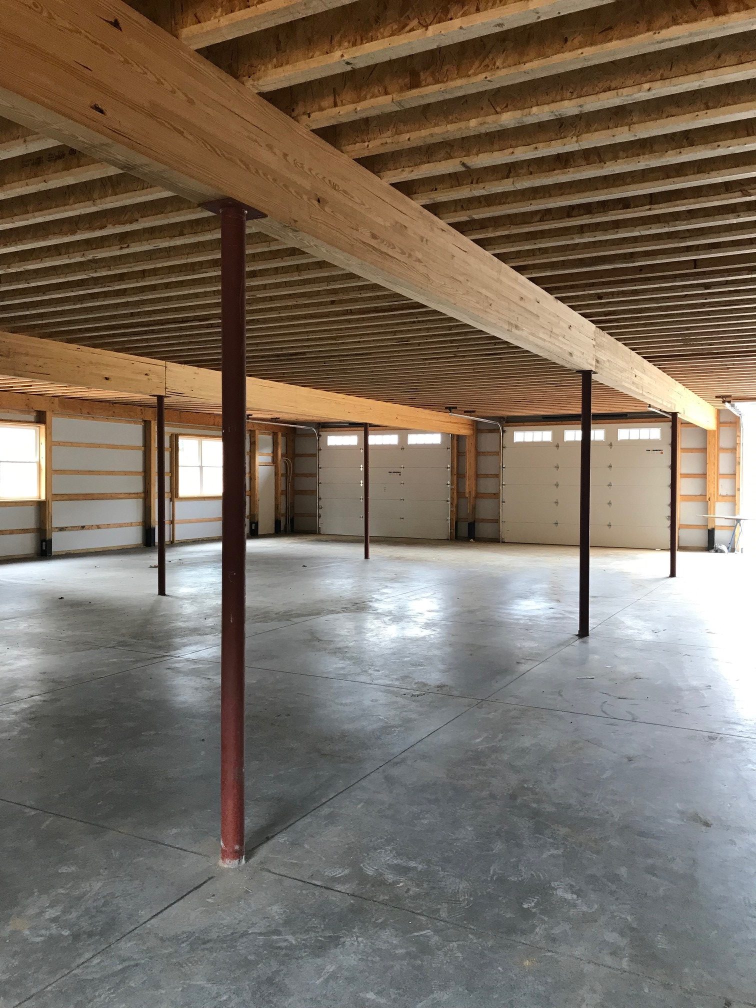 wooden foundation beams in new building