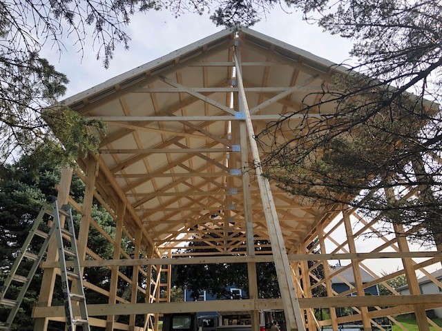 construction on the inside of a pole barn