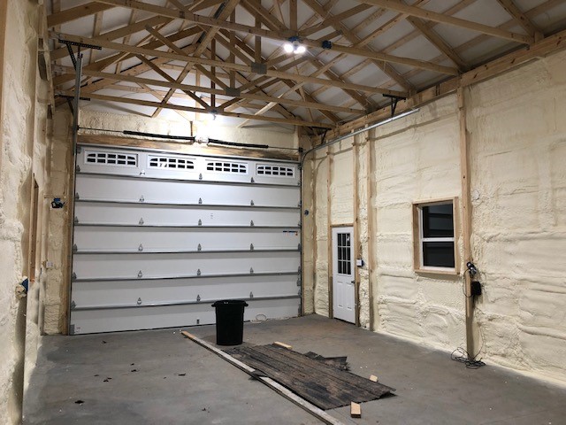 interior of one car pole barn garage